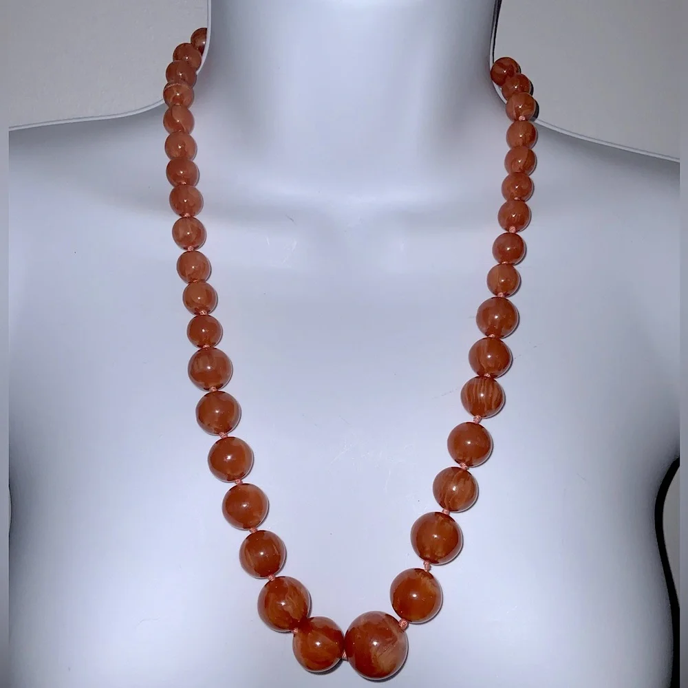 Vintage Chunky Orange Beaded Boho Necklace - Picture 5 of 8